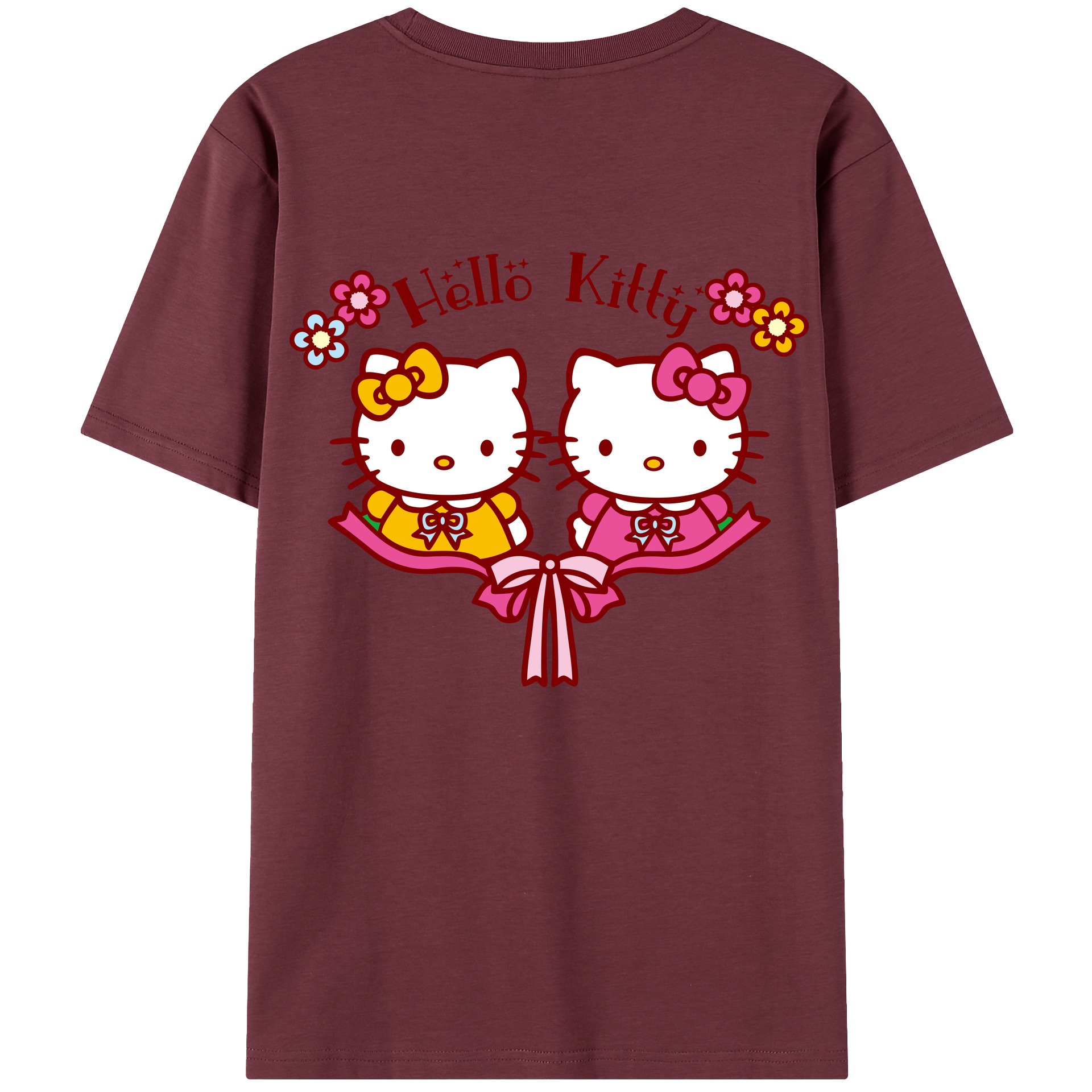 （画像用） Hello Kitty ハローキティ 綿100％半袖Tシャツ（背面プリント）